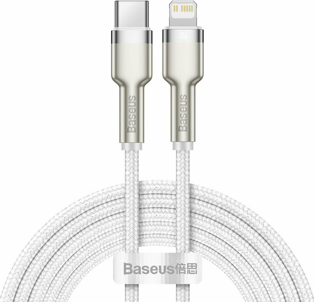 Baseus Cafule Metal Braided USB-C to Lightning Cable 20W Λευκό 2m (CATLJK-B02)