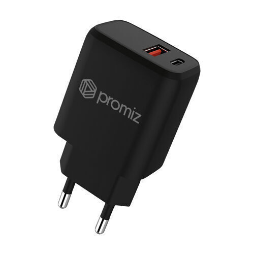 Promiz Φορτιστής Χωρίς Καλώδιο με Θύρα USB-A και Θύρα USB-C 20W Μαύρος (PZ-30041)